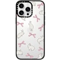 Miniatyrbilde 1 av 5: Kompakt iPhone 16 Pro Max Deksel [Lettvekt / 1,2 m 2X Militær Grad Fallbeskyttelse/Slank] - Kirsebær - Klar Svart Rabbit Ribbon iPhone 16 Pro Max