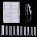 200 Pieces Extra Long Straight Square Nail Tips, C-Curved Nail Tips, Clear Nail Tips, for Artificial Nail Tips, Salons and DIY