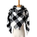 Miniatyrbillede 2 af 7: Mode Vinter Varmt Stort Tartan Tæppe Plaid Sjal SJ-36#black and white 135x135x200cm