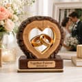 Eternal Union Personalized 2D Flat Wooden Anniversary Plaque for Couples - Double-Layer Design, Suitable for Wedding Anniversaries, Small Size. A