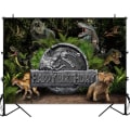 Miniatyrbild 1 av 5: Dinosauriebakgrund för födelsedagsdekoration Jurassic Dinosaur Theme Photo Backdrops Dino Photography Bakgrund för festbanderolltillbehör 7x5ft Silke
