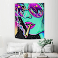 Miniatyrbild 5 av 5: Hippie väggbonad Trippy Cool Girl Art Mystisk väggbonad Tonårsflicka och pojke väggbonader för sovrum sovsal hem 150*200cm）-q4651