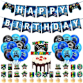Miniatyrbillede 1 af 5: Videospil Party Tilbehørssæt Fødselsdag Dekoration til Drenge - Inkluderer HAPPY BIRTHDAY Gamer Banner, Controller Balloner, 20 stk Latex Balloner