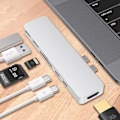 Pikkukuva 4 / 7: All-in-1-monitoiminen kaksipäinen Type-c-keskitin Telakointiasema Apple-kannettaville tietokoneille, joissa on USB-C (100 W PD) - hopea