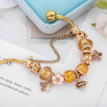 Miniatyrbild 5 av 5: Rosa berlocker-armband med tecknat tema, passar till Pandora, dam DIY-smycken - bi (16 cm/6,3 tum)