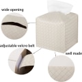 Miniatyrbillede 4 af 5: Servietboksbetræk PU læder servietholder firkantet ansigtsvævsæske Ansigtspapirarrangør Dispenser til badeværelse, forfængelighedsbordplade（Rød）