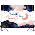 Pikkukuva 3 / 5: Tummansininen ja vaaleanpunainen sukupuolen paljastus tausta Twinkle Twinkle Little Star Baby Shower juhlat koristeet Raskaus paljastaa yllätys tausta 7x5ft