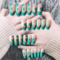 Pikkukuva 3 / 5: 1 kpl Tekokynnet Kynnet (JP1981-B3 Mint Green Gold Line Wave [Liima-tyyppi])Kauneus ja terveys