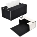 Miniatyrbillede 1 af 5: Rektangulær PU-læder servietboksholder, vendbar til Kleenex, tørretumblerarkdispenser til bil, badeværelse, kontor, boligindretning