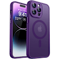 Miniatyrbillede 1 af 7: Magnetisk etui til iPhone 16 Pro Max med fuld kamerabeskyttelse [Kompatibel med Magsafe] [Gennemskinnelig mat] Beskyttende telefonetui, mat sort Deep Purple iPhone 14 Pro Max