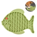 Miniatyrbillede 2 af 7: Langsomt foder til kæledyr, slikkemåtte til hunde, sjovt alternativ til langsomt foder til hunde, snuffle-måtte og hundeskåle, fiskeformet langsomt foder, grøn