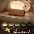 Miniatyrbillede 2 af 5: Toast Natlampe, Dæmpbar LED Brød Natlampe Genopladelig Skrivebordslampe med Timer (Pink)
