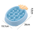 Miniatyrbillede 3 af 7: Langsom Foder Hundeskål Anti-Svælg Sund Spisning Interaktiv Oppustethed Stop Sjov Alternativ - Ananas Model - Blå