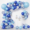Miniatyrbilde 1 av 5: 130 stk blå ballongbuegirlandersett, kongeblå og babyblå hvite krom sølvballonger bue for dusj bursdag avslutningsfestdekorasjoner