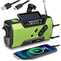 Miniatyrbild 1 av 9: Nödväder Solcellsvev AM/FM NOAA Radio med Bärbar 2000mAh Powerbank för Nöd- och Utomhusöverlevnad black