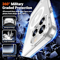 Miniatyrbilde 5 av 7: Temdan Magnetisk Kompatibel med iPhone 16 Pro Max Deksel, [Innebygd Usynlig Støtte][Kompatibel med MagSafe] [Militærgrad Støtsikker] Slank Tynn Clear-Stand iPhone 14 Pro