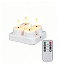 Rechargeable LED Tea Lights, With Remote Control and Timer, Set with Candles and Charging Base, Decorative Lights for Halloween, Parties, and Table Decor 4 pcs