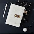Miniatyrbillede 5 af 5: Auvier Stjerneformet Låse Læder Binder Notebook Stjerner Kombinationslås Journal Personlig Skrive Dagbog, Gaver til Børn Kvinder, Hard Cover,（Sort 2）