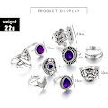 Miniatyrbillede 2 af 4: Ringe Vintage Lilla Ringe Ringe til Kvinder Ringe til Teenagere Piger Sølv Ringe Dame Ringe Søde Ringe Stablebare Ringe Sæt