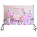 Miniatyrbillede 2 af 5: Baby fødselsdagsfest tema fotografering baggrund baggrund studie foto rekvisitter (7x5FT/2.1x1.5m)