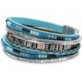 Miniatyrbild 1 av 5: Läderarmband för kvinnor, Boho Leopard Multi-Layer Crystal Beads Cuff Armband Smycken