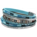 Miniatyrbillede 1 af 5: Læder Wrap Armbånd til Kvinder, Boho Leopard Multi-Layer Krystal Perler Manschet Armbånd Smykker