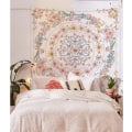 Miniatyrbillede 1 af 5: Mandala Floral Medallion Gobelin, Skitseret Blomsterplante Boho Vægophæng, Soveværelse Stue Sovesal Hjemmeindretning - 150cm x 200cm (RosyBrown)