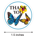 Miniatyrbillede 2 af 5: Blomster Sommerfugl Stickers, 1,5\" Runde Tak Etiketter til Små Virksomheder Bage Emballage Gavekort Kuverter Forseglinger, 500stk /rulle