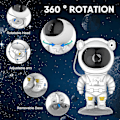 Miniatyrbilde 3 av 5: Astronaut Galaxy-projektor Stjernehimmel nattlys Roterende lampe Romdekor USB-lading med fjernkontroll