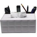 Miniatyrbillede 1 af 5: Rektangulær servietbeholder, moderne servietbeholder, multifunktionel tabletstativ-arrangør med 3 rum, passer til kontor/hjem/hotel