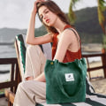 Miniatyrbilde 2 av 5: Cordfløyel Tote Bag for kvinner Canvas Skulder Cord Veske med Innerlomme
