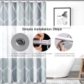 Miniatyrbillede 3 af 7: Grå bruseforhæng i stof, vandtæt design og polyester, hurtigtørrende, vægtet søm, holdbart og vaskbart med 12 kroge