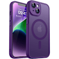 Pikkukuva 1 / 7: Magneettinen suojakotelo iPhone 16 Pro Max -puhelimelle täydellä kamerasuojauksella [Yhteensopiva Magsafen kanssa] [Läpikuultava matta] Suojaava puhelinkotelo, Hot Pink Deep Purple iPhone 14