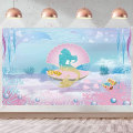 Miniatyrbild 1 av 5: Under The Sea Mermaid Tema Bakgrundsbanner Mermaid Födelsedagsfest Bakgrund för Flickor Mermaid Tema Fest Dekorationer Banner Festtillbehör