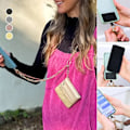 Miniatyrbild 4 av 9: Mobiltelefonhalsband Kedjeväska, Telefonrem med blixtlåsficka, 2024 Nytt Klipp och Gå-band för telefon med plånbok över axeln, Justerbar silver