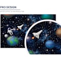 Pikkukuva 2 / 5: Ulkoavaruusraketti Astronauttitausta vauvanpojan universumiplaneetta Galaksi Syntymäpäiväjuhlat Kakku Pöytäkoriste Banneri Vinyyli Valokuvaustausta