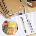 Miniatyrbillede 5 af 5: Spiral notesbog Kraft papir omslag notesblok med pen og klæbende noter og farvede indeks sidemarkører faner flag Spiral notesbog til skolekontor 4-pakning