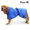 Miniatyrbillede 1 af 7: Blød og superabsorberende hundebadekåbe i mikrofiber med hætte/bælte til store, mellemstore hunde - Blå - M