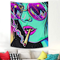 Miniatyrbild 4 av 5: Hippie väggbonad Trippy Cool Girl Art Mystisk väggbonad Tonårsflicka och pojke väggbonader för sovrum sovsal hem 150*200cm）-q4651