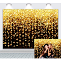 Miniatyrbillede 1 af 4: 7x5ft Guld Glitter Baggrund Sort Guld Abstrakt Sparkle Bokeh Sequin Fotografi Baggrund til Bryllup Brudebad Graduering Prom Dekoration