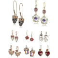 Miniatyrbillede 3 af 3: Guld-tone Multi-Crystal Blomster Drop Øreringe