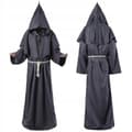 Wizard Costume Medieval Hooded Robe Priest Outfit - Grey XL