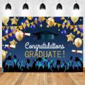 Miniatyrbild 1 av 5: 7x5ft Klass av 2023 Examen Bakgrund Grattis Examen Bal Dekorationer Banner College High School Examen Fest Dekoration Banner