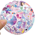 Miniatyrbilde 4 av 5: 50 pakker Gradient Planet Stickers Vannflasker Bærbar Telefon Gitar Skateboard Hydroflasks Space Explorer Vinyl Vanntett Estetisk Trendy Klistremerker