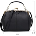 Miniatyrbillede 3 af 5: Retro hul håndtaske til kvinder Læder skuldertaske Aften clutch taske Kys lås lukning Crossbody taske pung