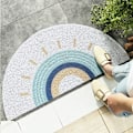 Miniatyrbillede 1 af 7: Kreativ Halvcirkelformet Område Tæppe Anti Slip Dørmåtte Regnbue Sol Tryk Gulvmåtter Soveværelse Tæppe Tæpper Indgang Dørmåtte