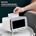 Miniatyrbild 3 av 5: Retro TV-formad servettbehållare med telefonhållare, multifunktionell servettbehållare för kök, sovrum, kontor, vardagsrum, badrum, grå