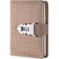 Miniatyrbillede 1 af 5: Låsbar dagbog med lås, genopfyldelig skrive notesbog med kombinationslås, lommebog kodeord notesblok med penneholder（Beige）