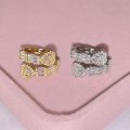 Miniatyrbillede 3 af 5: Guld Hjerte Ringe til Kvinder Bling Iced Out Ringe Cubic Zirconia Diamant Ring Mænd Kvinder Rhinestone Ring Forlovelse Bryllup Løfte Ring