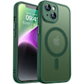 Miniatyrbild 1 av 7: Magnetiskt skal för iPhone 16 Pro Max med fullständigt kameraskydd [Kompatibel med MagSafe] [Genomskinlig matt] Skyddande telefonfodral, Matt svart Deep Green iPhone 14